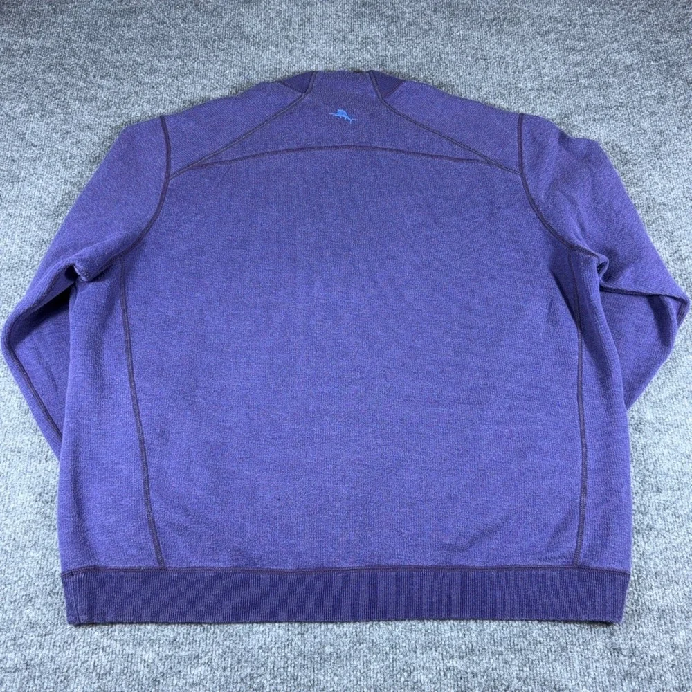 Tommy Bahama Mens 1/4 Zip Pullover Sweater Purple Heathered XL
