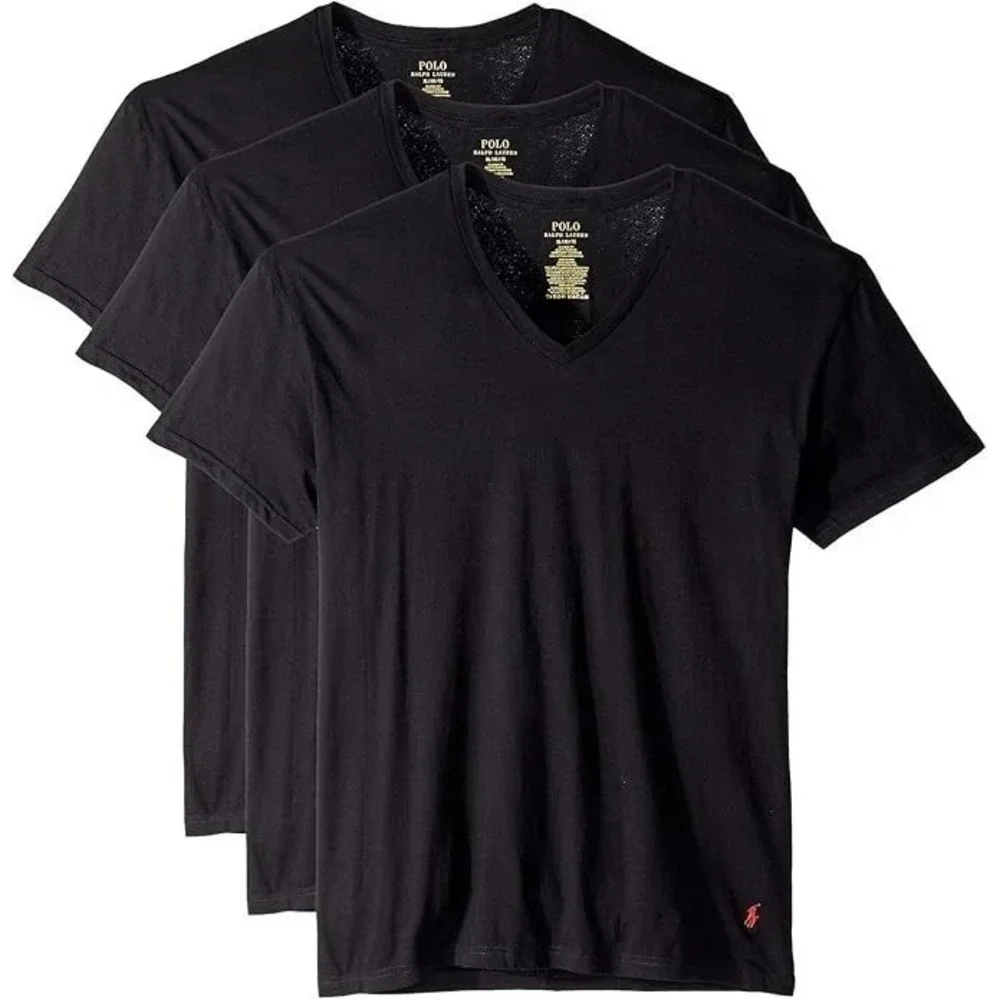 Polo Ralph Lauren‎ Mens V Neck Undershirt 3 Pack Size S Classic Fit Cotton NEW