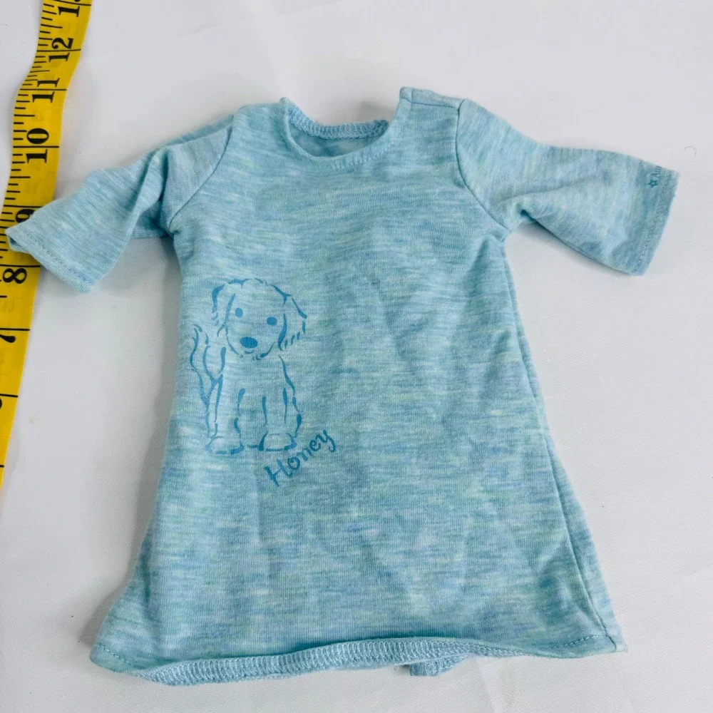 American Girl‎ Doll Pajama Sleep Shirt Light Blue Puppy Honey