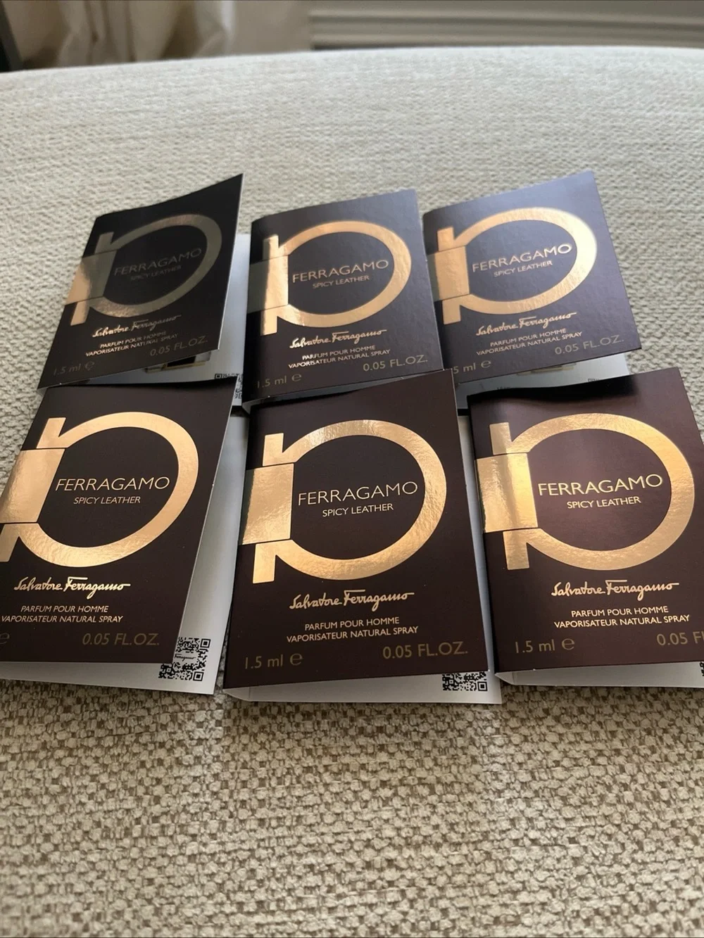 6X‎  Salvatore Ferragamo Spicy Leather FOR HIM .05 FL OZ SAMPLE SIZE PACK OF 6