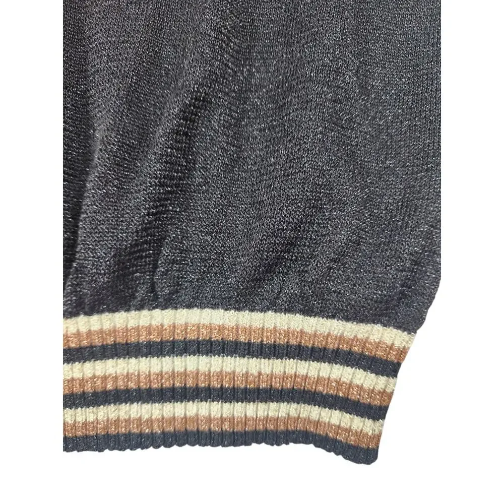 Free People gold dust plunging v-neck color block pullover sweater sz large crop