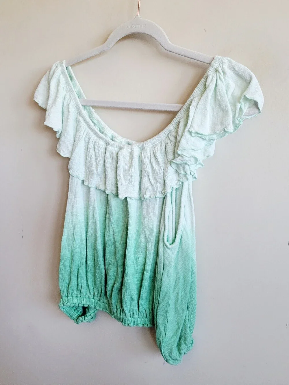 Free People Cora‎ Lee Tie Dye Off-the-Shoulder Top Green Ombre
