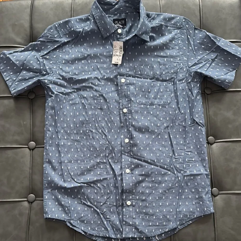 Childen’s PLACE Blue Short Sleeve Button Down Shirt