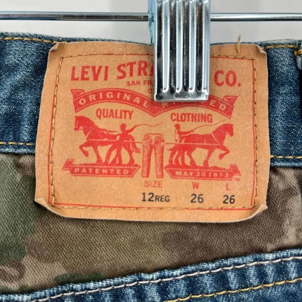 Levi's 511 Kids hunting‎ Slim Camo Cuffed Jeans Blue Denim camouflage Size 12R