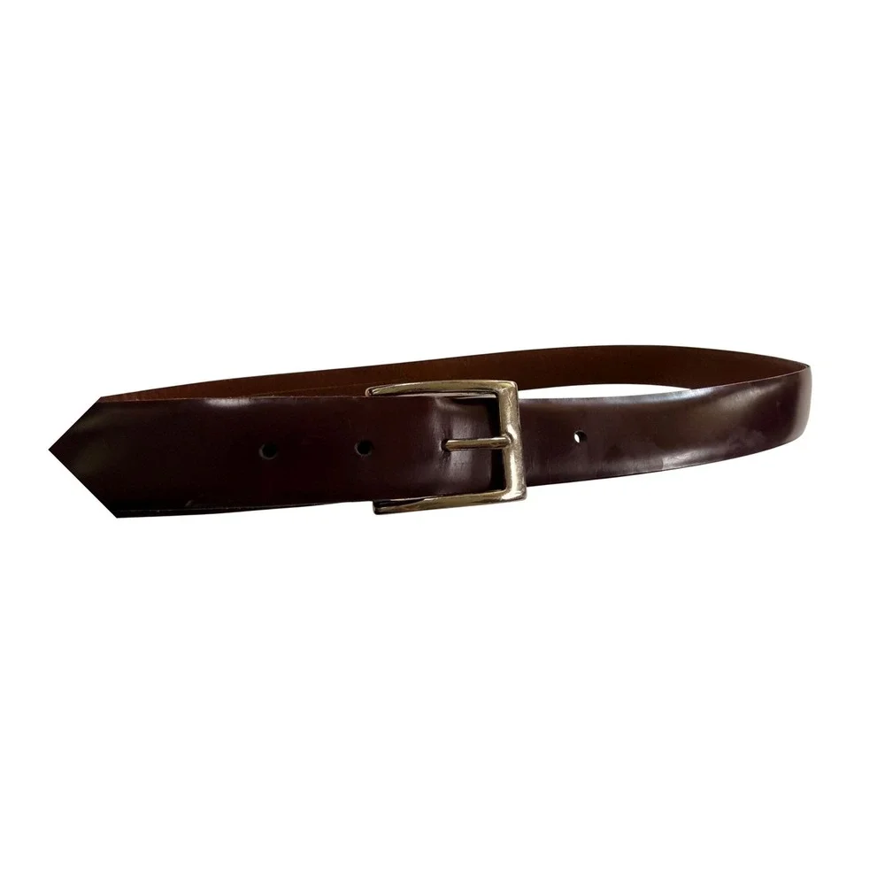 Cole Haan Mens Burgundy Leather Belt Solid Brass‎ Buckle USA Made A1934 Size 42