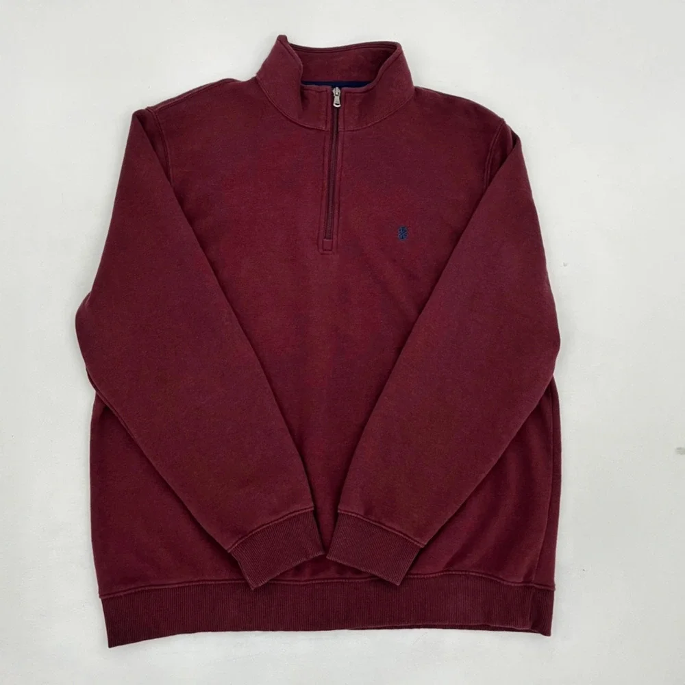 IZOD‎ Mens XL 1/4 Zip Pullover Sweater Maroon Advantage Performance Stretch Logo