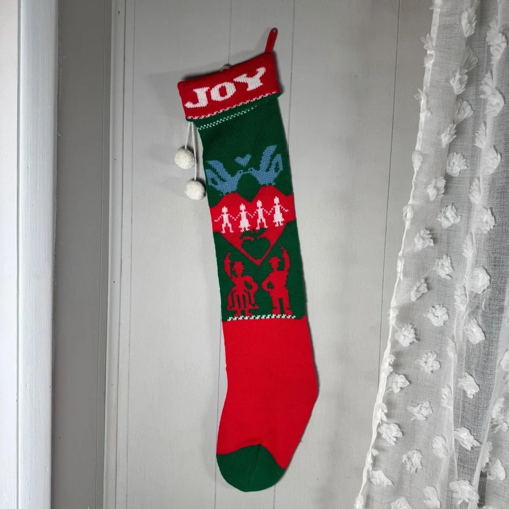 Vintage‎ 80s JOY Knit Christmas Stocking Friendship Birds Acrylic Made in Taiwan