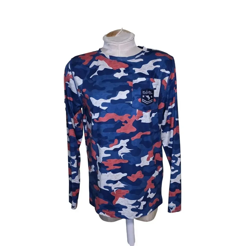 Salt‎ Life Youth fishing Camo Performance Long Sleeve Shirt UVapor Size XL