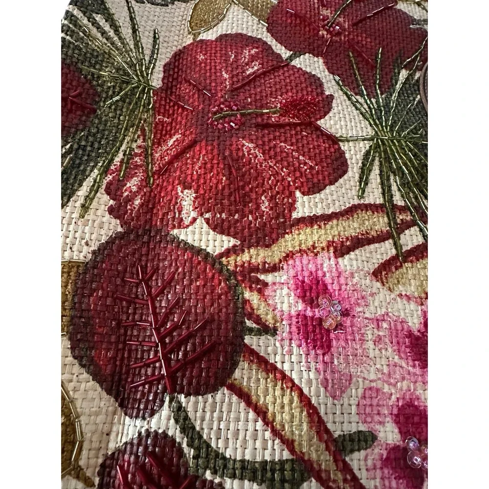 NEW frankie & johnnie floral beaded should bag‎ purse woven