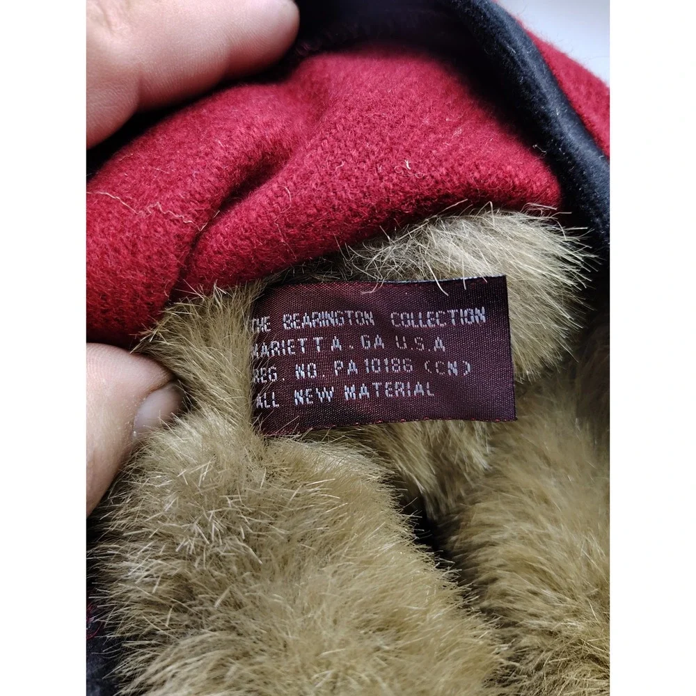 Bearington Collection‎ Teddy Bear Red Pea Coat Black Rose Hat Plush Collectible
