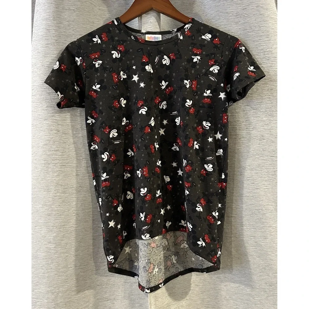 Lularoe Mickey Mouse Blue Shirt Kids Size 10 Stars Long Tunic Short‎ Sleeve