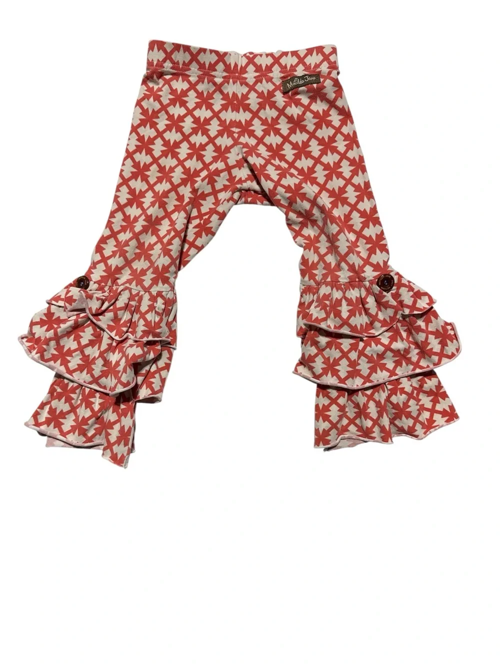 Matilda Jane Coral and‎ Cream Ruffle Leggings