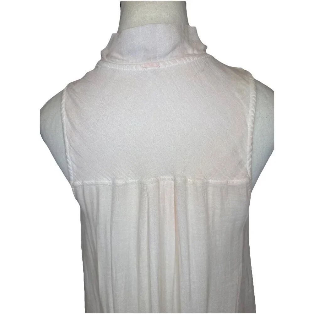Free People Women’s PEACH Tie Front‎ Sleeveless Tie Front Top Blouse Sz S