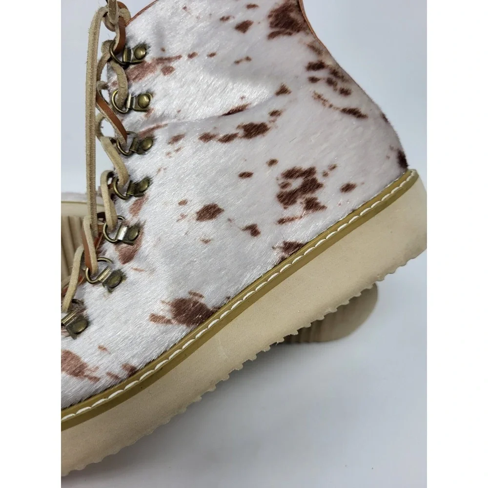 Free People Farylrobin Joplin Vegan Cowhide Leather Lace Up Ankle Boots‎ Size 7