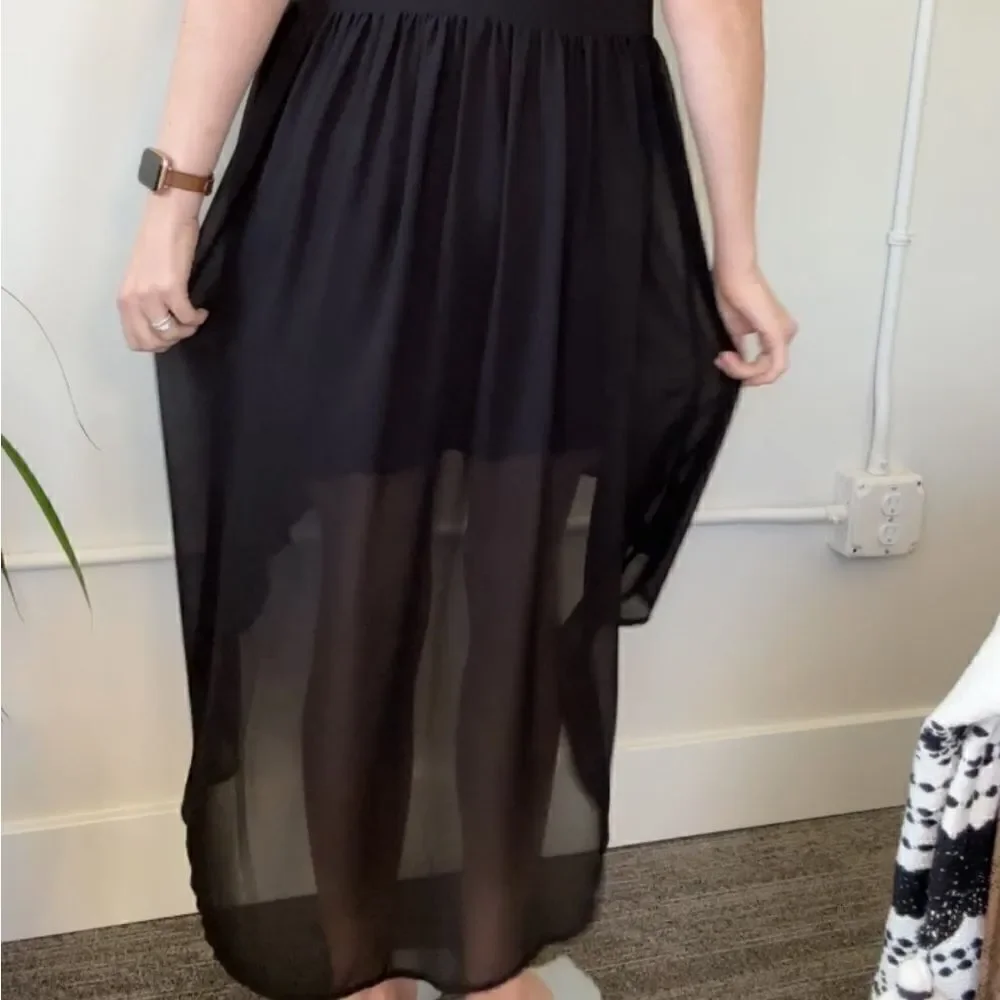 Michael Kors Black Sheer Hi-Lo PopOver Dress S‎