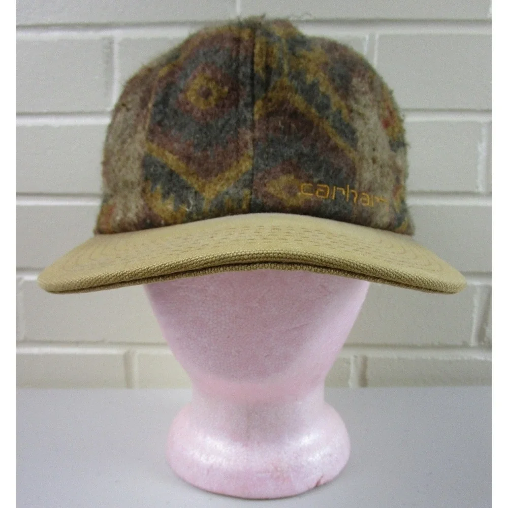 Vintage 90s Carhartt Aztec Snapback‎ Hat Trucker Cap Workwear Southwest USA