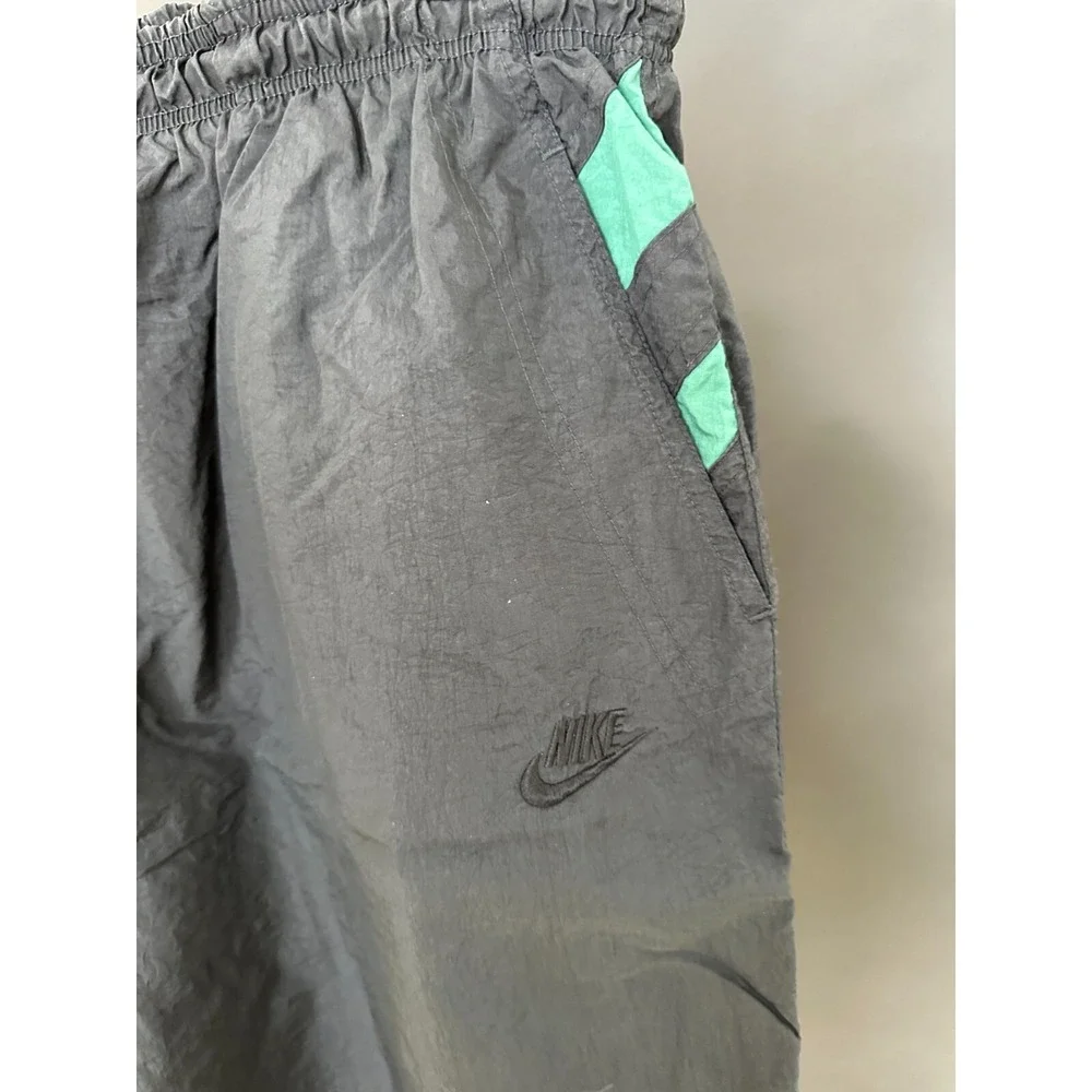 Vintage Authentic 90s Nike Mens XL Warmup Pants Black Green Joggers Black Tag‎