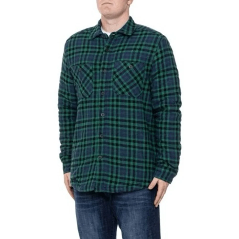 Telluride Clothing Company Green Blue Plaid Flannel Button-Front‎ Shacket M