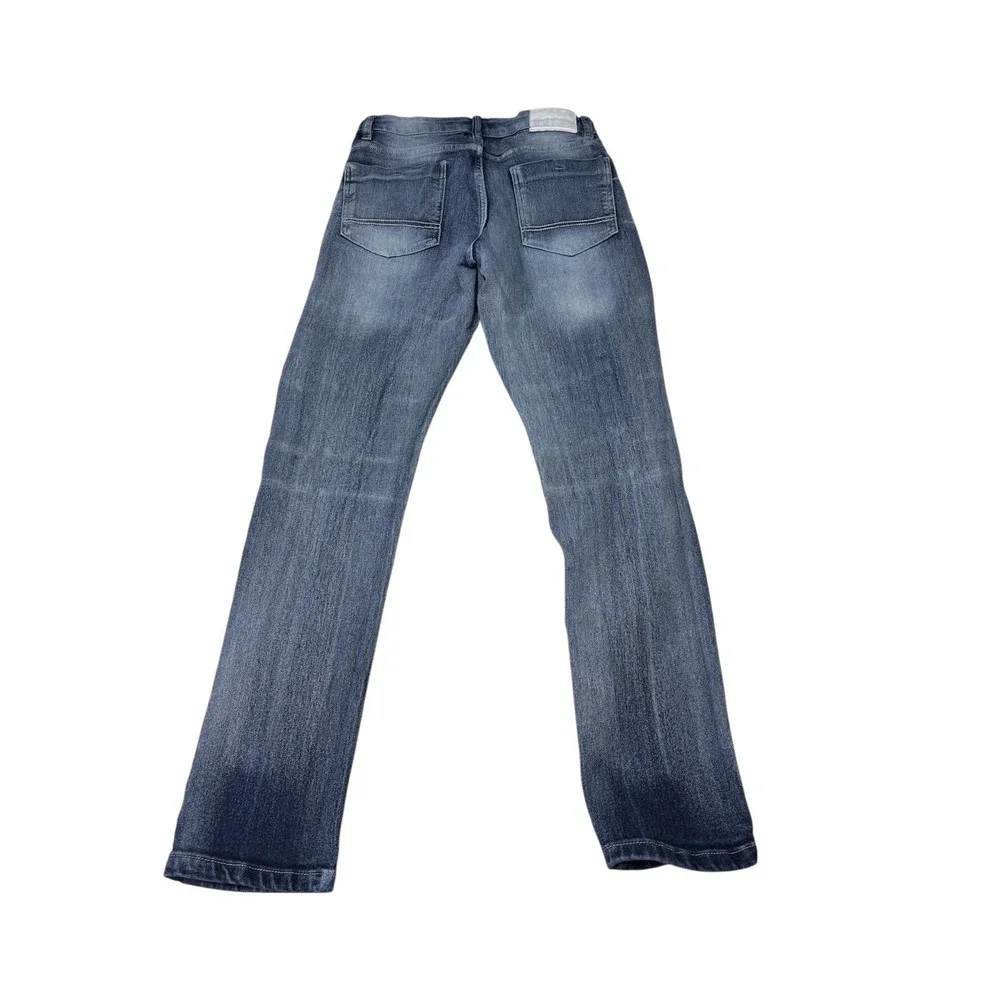 Southpole Mens Skinny Moto Biker Jeans‎ Blue Distressed Ribbed Denim 29x30