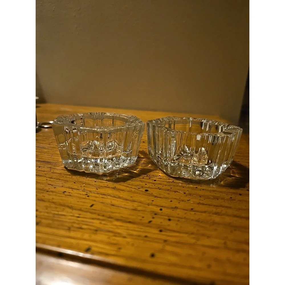 vintage glass salt cellars-Set of‎ 2