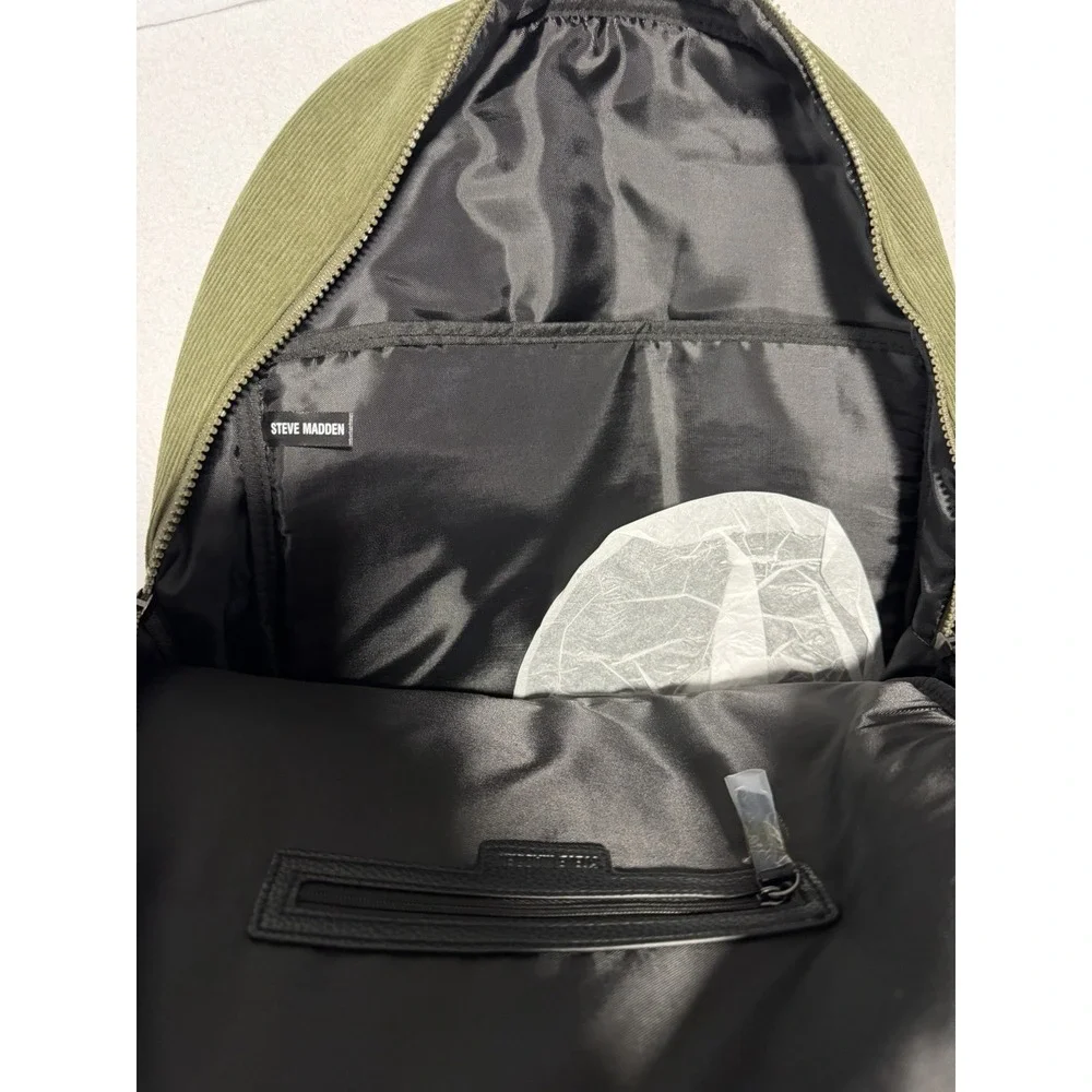 Men's Steve Madden Olive Green Corduroy Laptop Large Backpack Bag