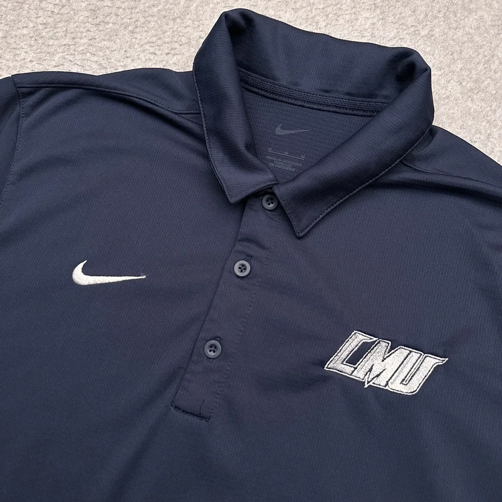 Nike Dri-Fit Polo Shirt Men's Medium Navy Blue Performance‎ Stretch Golf CMU