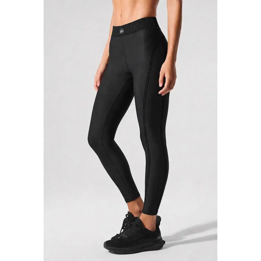 Alo‎ Yoga Airlift High Waist 7/8 Line Up Legging Black Sculpting Gym Yoga Sleek