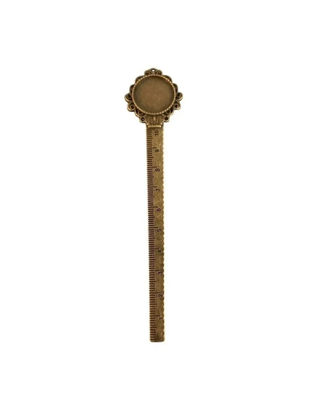 Metal Bookmark Ruler 10cm DIY Craft Antique Bronze Finish With .75 Inch Cabochon