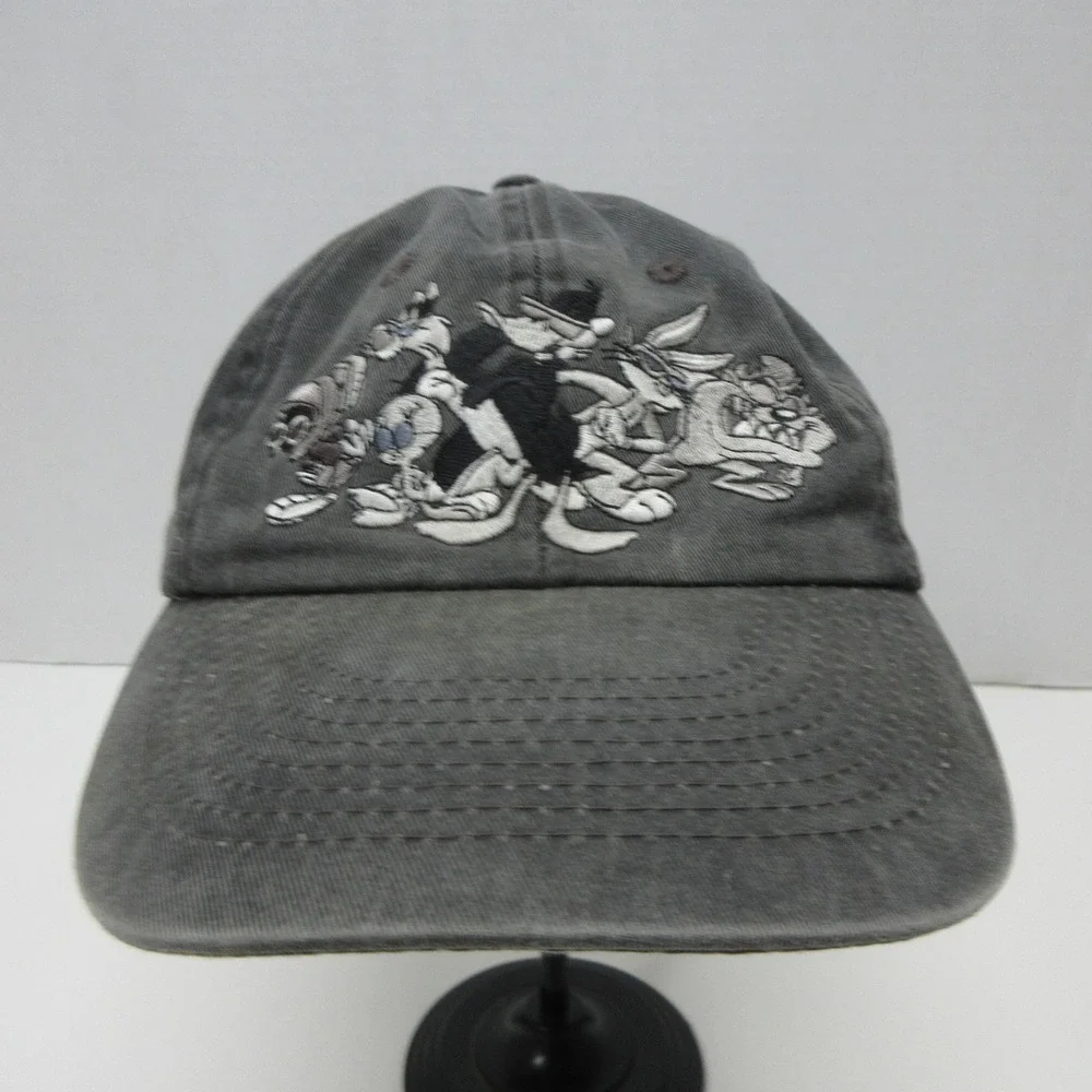 Looney‎ Tunes Hat Cap Strapback Men OS Cartoon Embroidered Gray That's All Folks