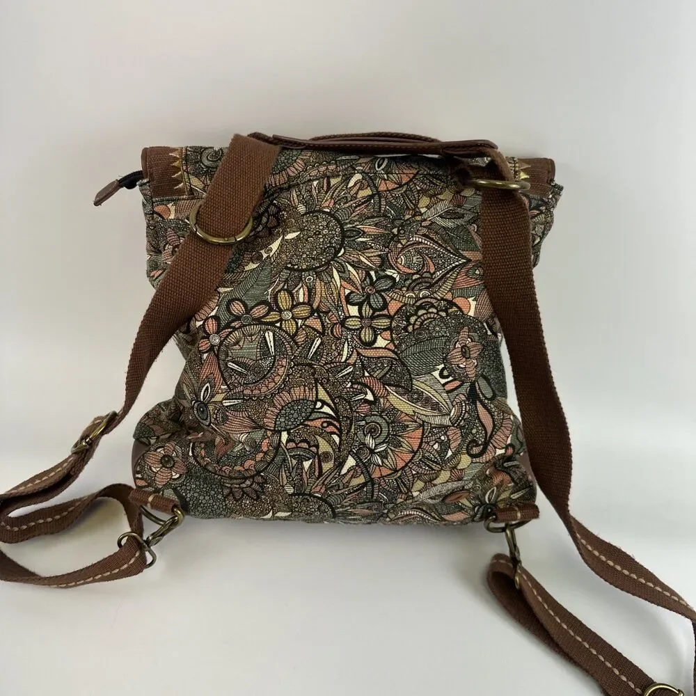Sakroots Convertible Backpack Crossbody Canvas‎ Sienna Spirit Desert Snap Flap