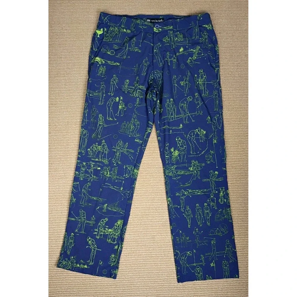 Travis Mathews Blue The Chive Men's Golf Pants Size 34 What's Your Play?