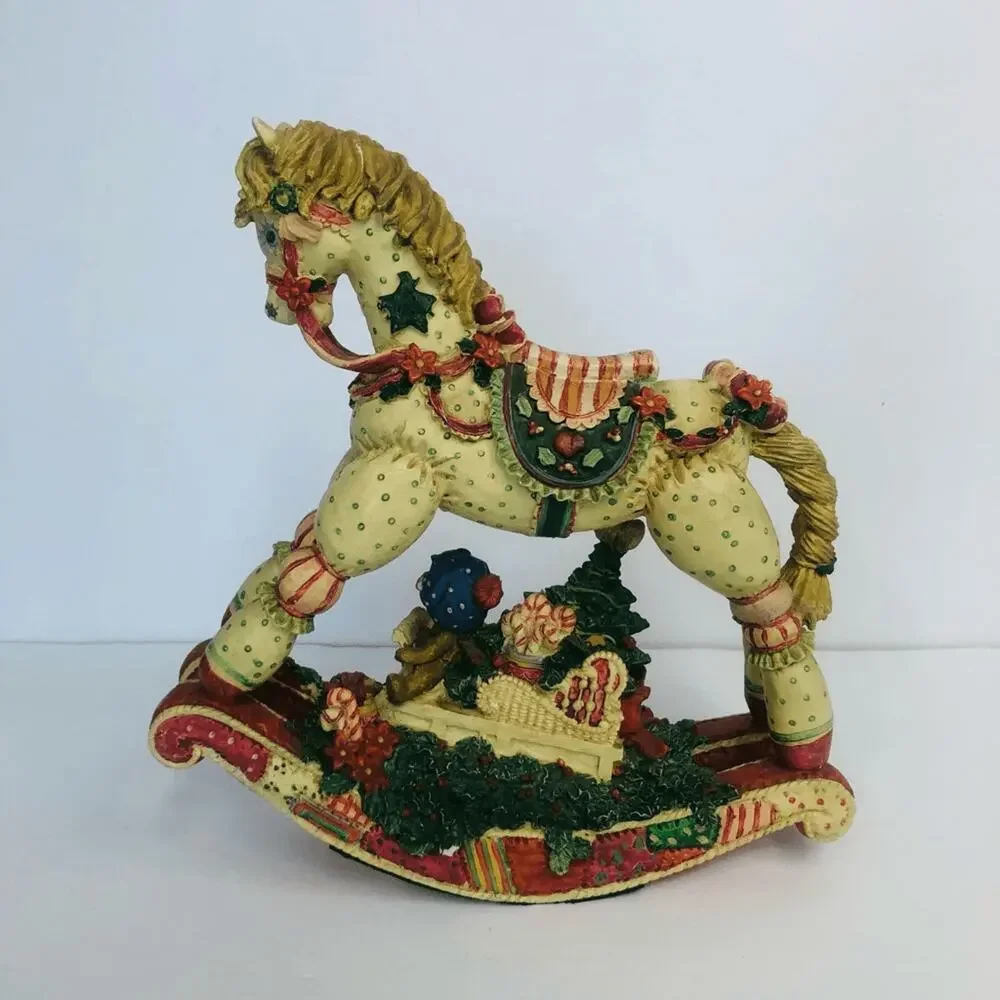 vintage musical rocking horse figurine christmas toy land 1992‎ works video