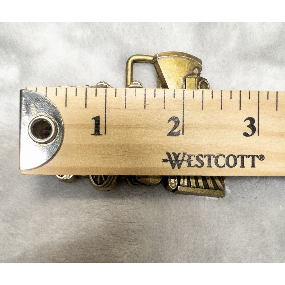 Vintage 1980's Brass Locomotive Belt Buckle Western Railroad Steam Engine