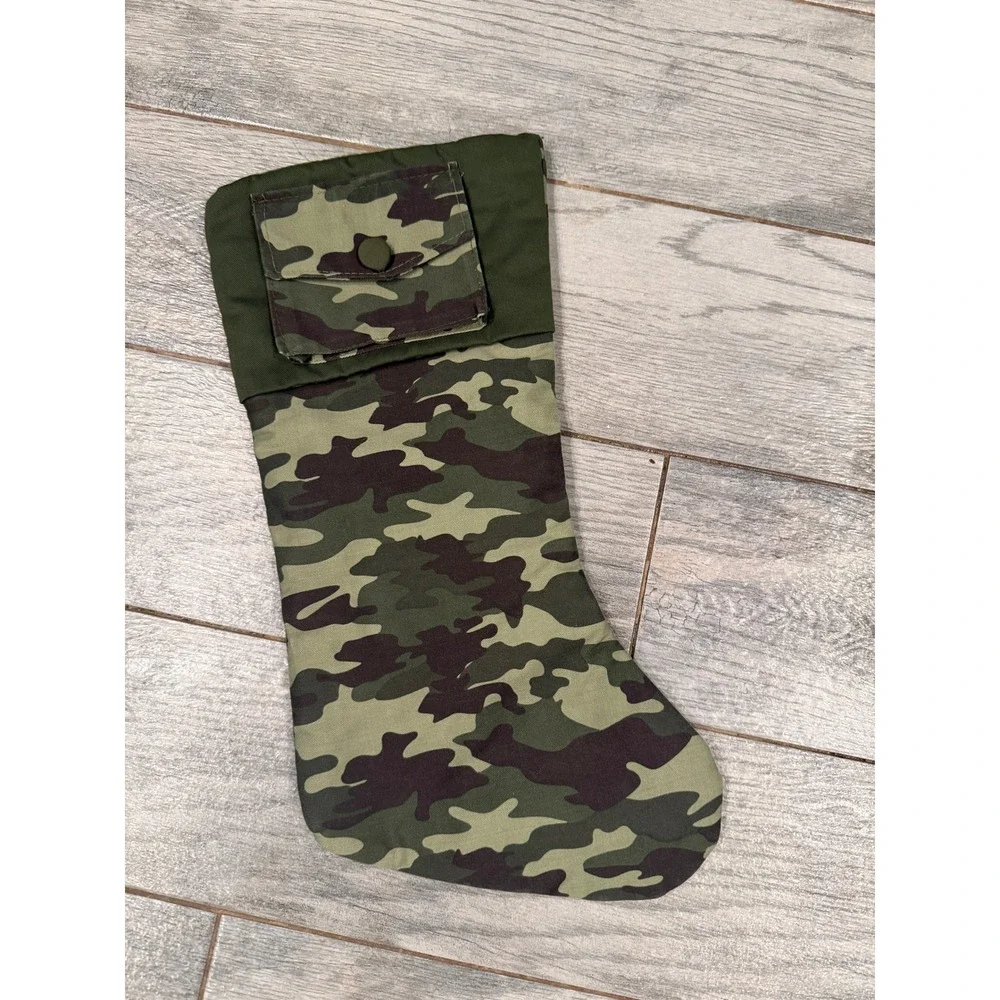 Camouflage Christmas Stocking Pocket Decor Hunting Holiday Decor‎ Military NWOT