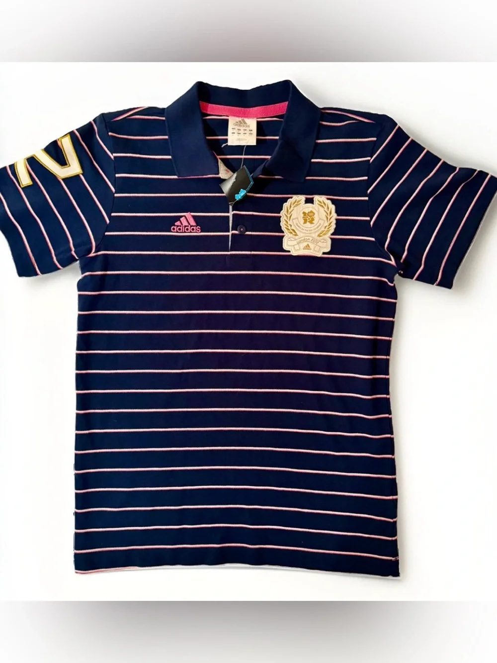 Adidas Pique Polo Soccer Shirt 2012 Olympic Games London Blue Stripe XS NEW
