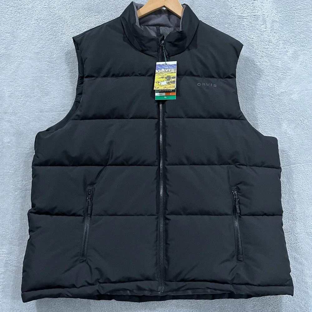 Orvis Puffer Vest Men XL Ripstop Outerwear Black Outdoors Hiking‎ Fishing Zip