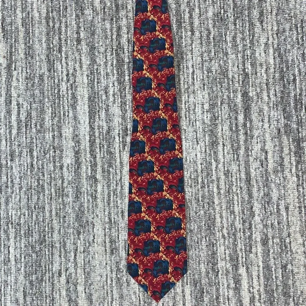 J Garcia Men 100% Silk Tie Necktie Collection Butterfly Red Blue Yellow Abstract