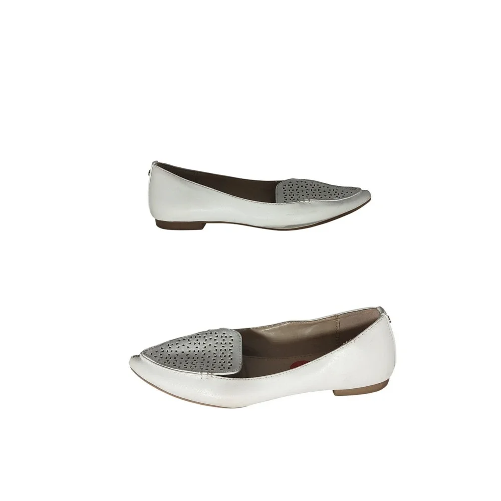Jones New York‎ Samantha Flats 6 White Laser Cut Pointed Toe Loafers Career