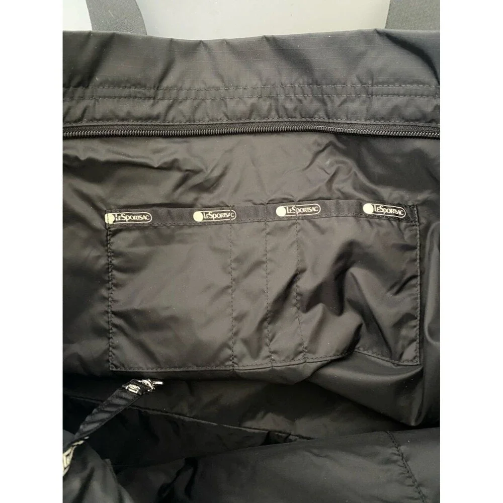 LeSportsac Black Nylon Zip-Front Large Tote Vacation Gym Lightweight Minimalist
