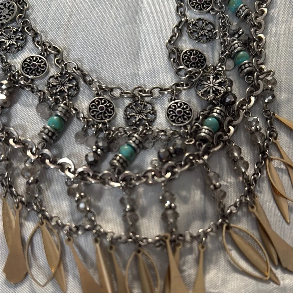Express Gold and Silver Statement Necklace, OS