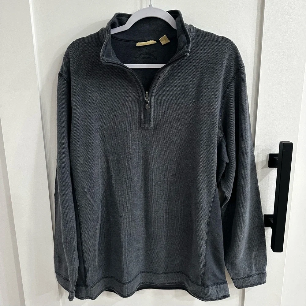 Tommy Bahama Vintage Reversible 1980’s Charcoal Zip-Up Sweater. Size XL.
