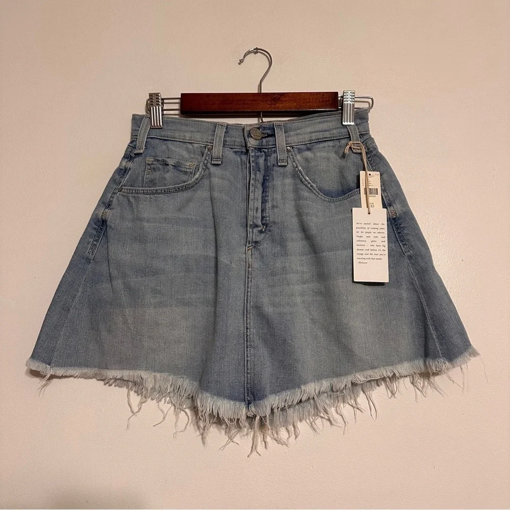 Anthro McGuire Frayed Denim Mini Skirt Size 25 NWT