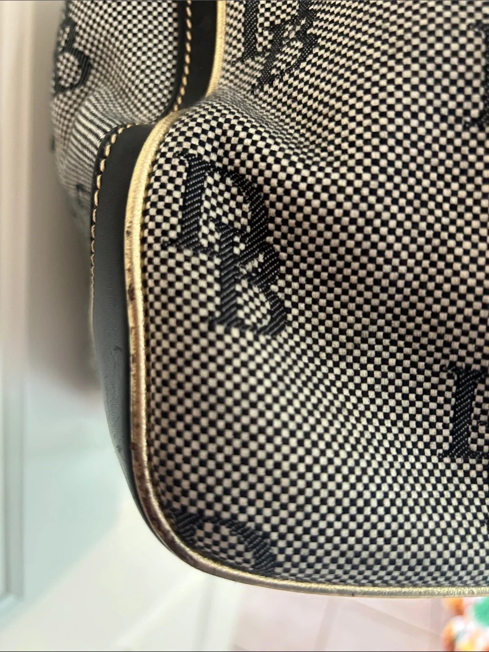 Dooney & Bourke Navy and White Logo Buckle Tote