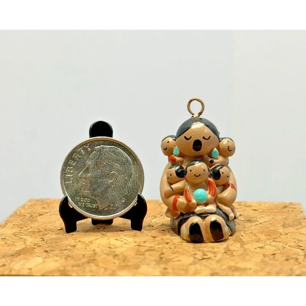 VTG Cleo Teissedre Native Navajo Storyteller Pendant‎ Rare Mini Signed Numbered