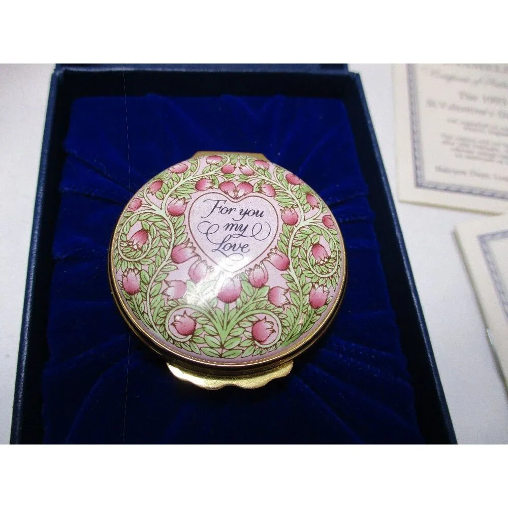 Enamel Box Halcyon Days St.‎ Valentines Day 1993 Snuff Pill Jewelry lovers