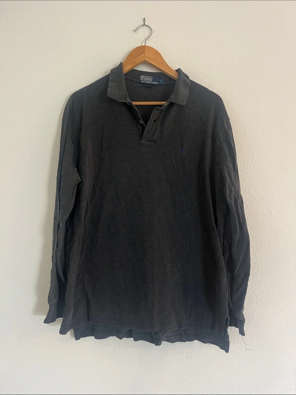 Polo by Ralph Lauren Men's Gray Long-Sleeve Polo Shirt
