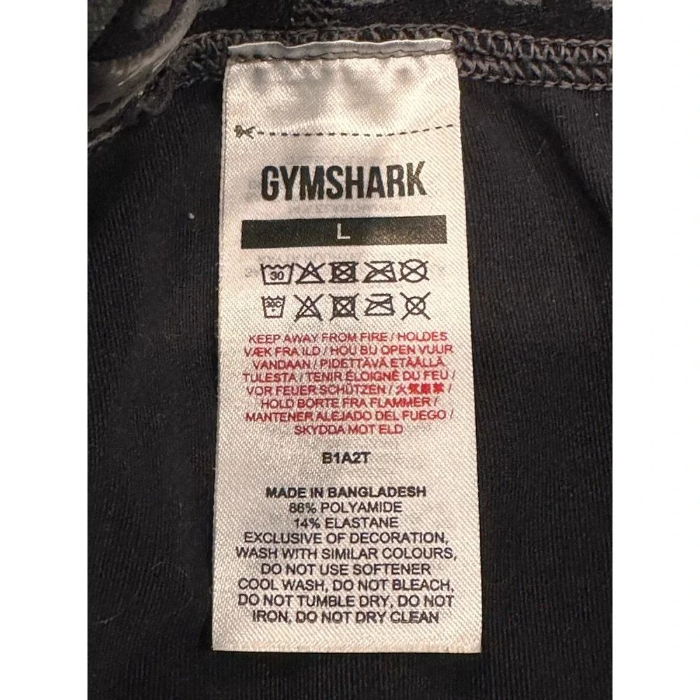 Gymshark Womens Black Training Leggings B1A2T Size Large Logo Waistband Active