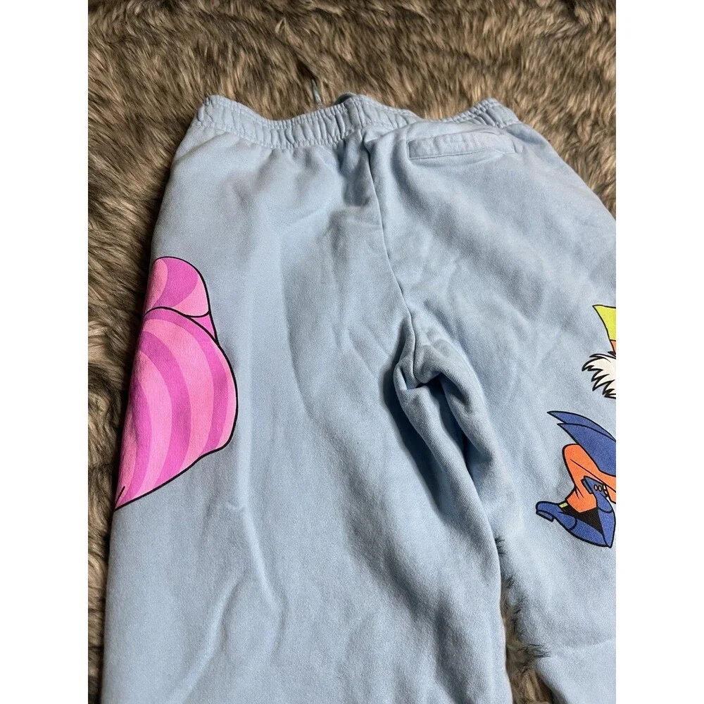 Disney Alice in Wonderland Graphic Sweatpants Light Blue Joggers Sz L Women