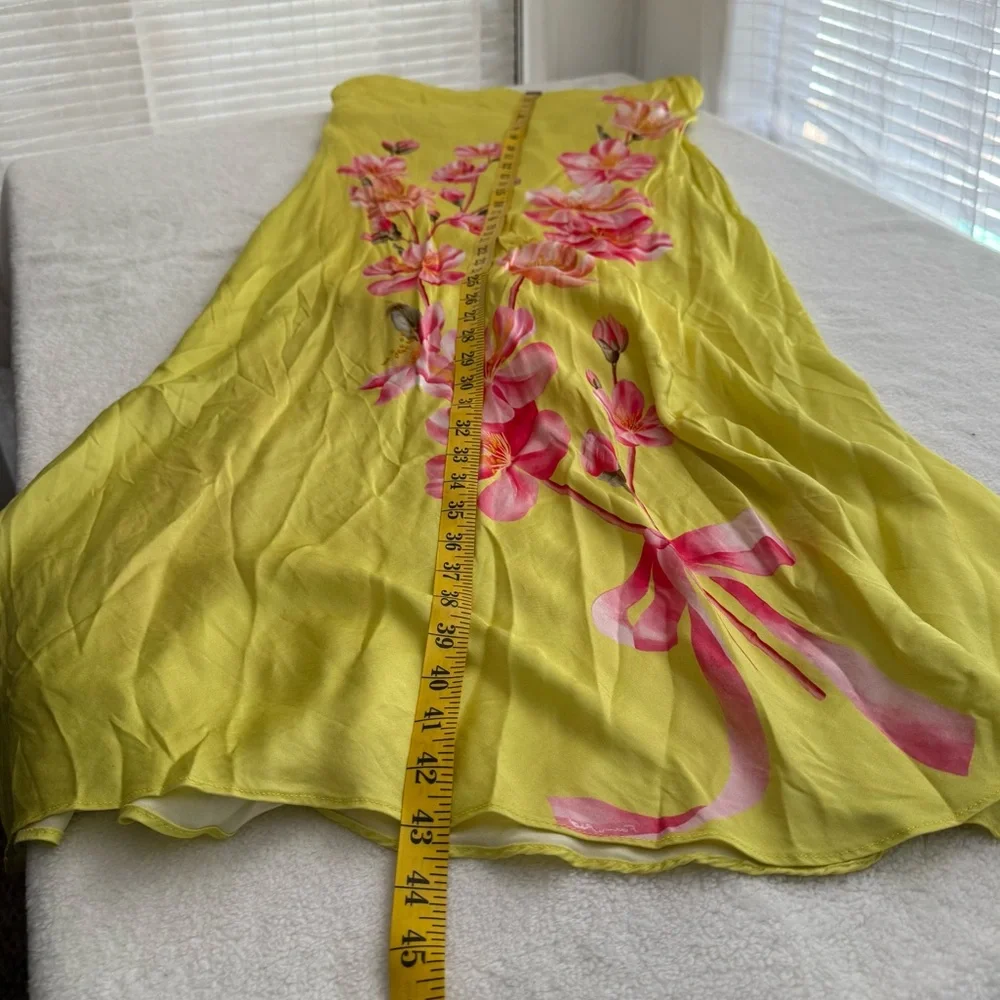 FARM Rio Strapless Yellow Floral Midi Dress