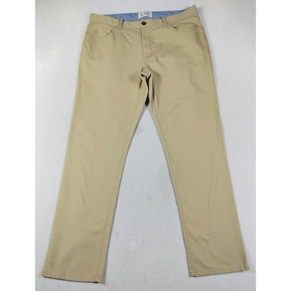 Penguin‎ By Munsingwear Pants Mens 36 Beige Stretch Canvas Chino Casual Office